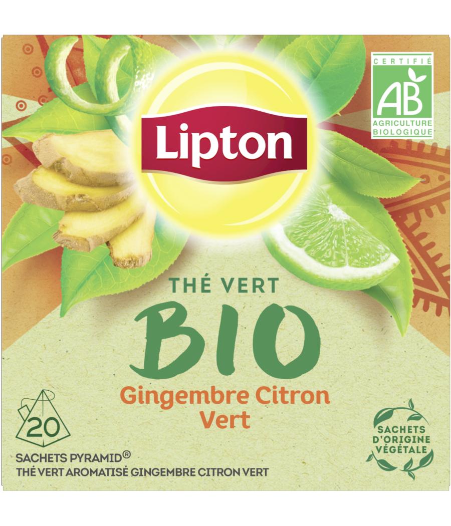 LIPTON THE VERT BIO GINGEMBRE CITRON-VERT BIO 20 SACHETS PYRAMID 28G LIPTON THE VERT BIO GINGEMBRE CITRON-VERT BIO 20 SACHETS PYRAMID 28G
