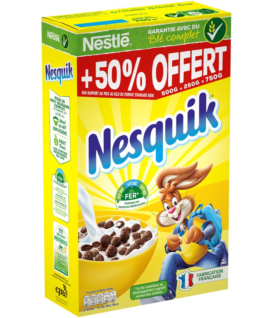 CEREALES NESTLE NESQUIK PETIT DEJEUNER 500G + 50% 750G CEREALES NESTLE NESQUIK PETIT DEJEUNER 500G + 50% 750G