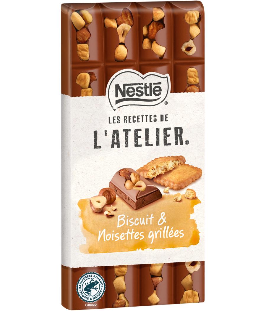 CHOCOLAT NESTLE L'ATELIER TABLETTE  LAIT BISCUIT NOISETTES - 170G CHOCOLAT NESTLE L'ATELIER TABLETTE  LAIT BISCUIT NOISETTES - 170G