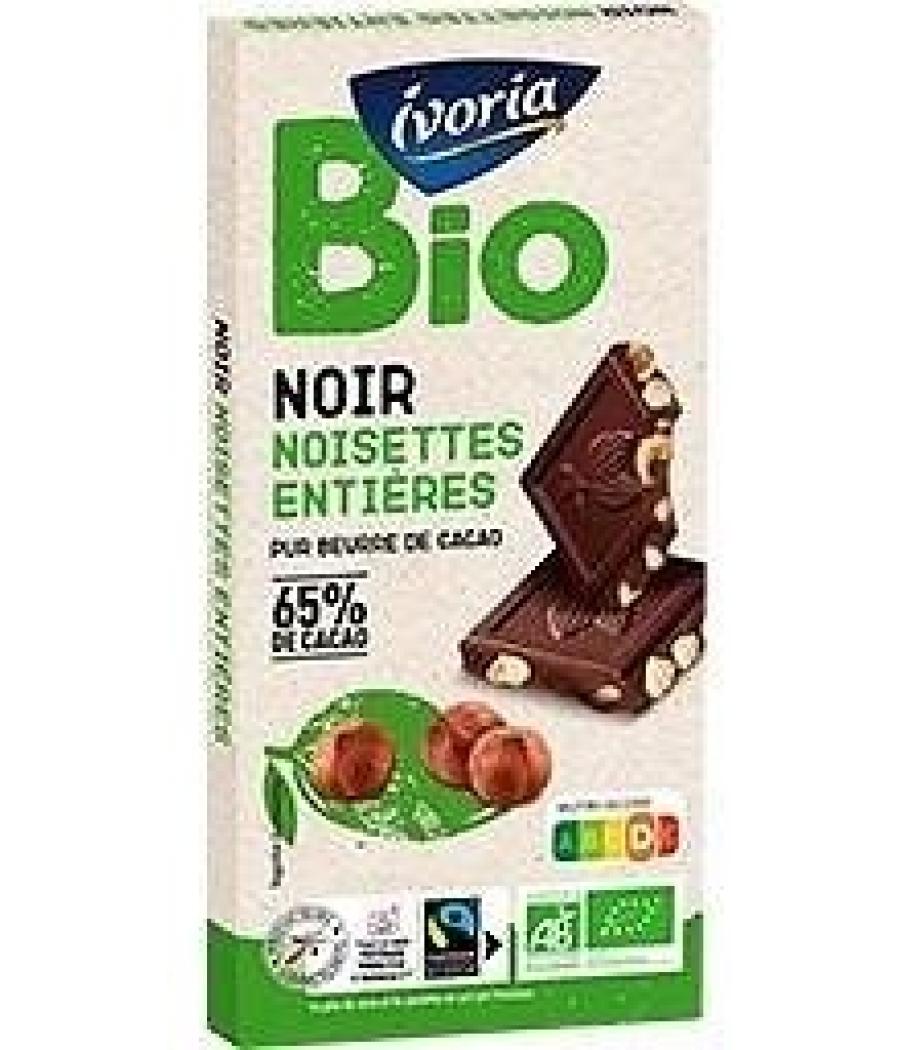 CHOCOLAT IVORIA TABLETTE BIO BLOC NOIR AUX NOISETTES ENTIERES - 200G CHOCOLAT IVORIA TABLETTE BIO BLOC NOIR AUX NOISETTES ENTIERES - 200G