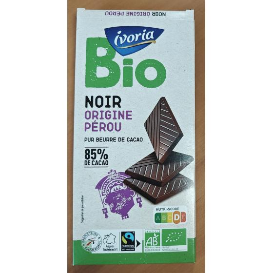 CHOCOLAT IVORIA TABLETTE BIO DEGUSTATION NOIR PEROU 85% - 100G