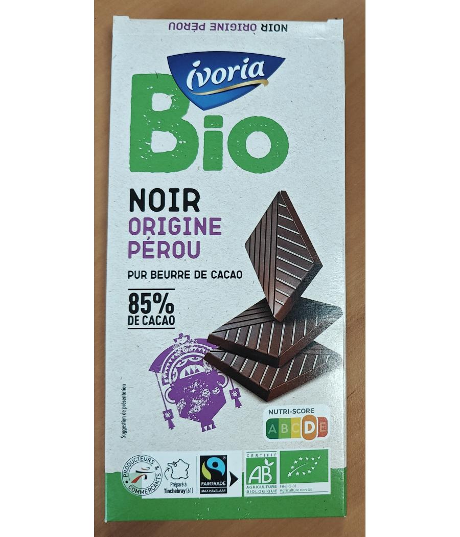 CHOCOLAT IVORIA TABLETTE BIO DEGUSTATION NOIR PEROU 85% - 100G CHOCOLAT IVORIA TABLETTE BIO DEGUSTATION NOIR PEROU 85% - 100G