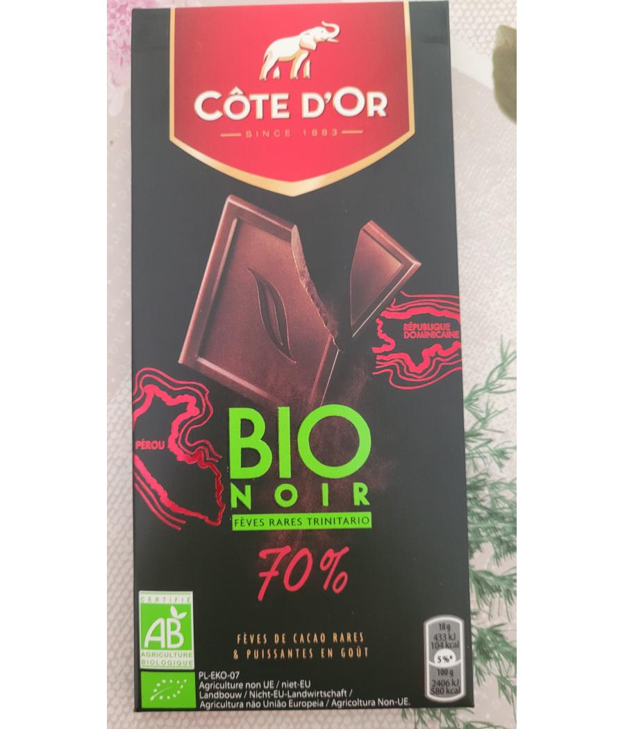 CHOCOLAT COTE D'OR NOIR BIO 70% 90G CHOCOLAT COTE D'OR NOIR BIO 70% 90G