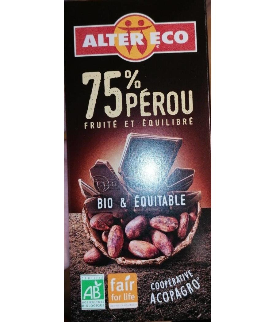 CHOCOLAT NOIR 75% PEROU 100G CHOCOLAT NOIR 75% PEROU 100G