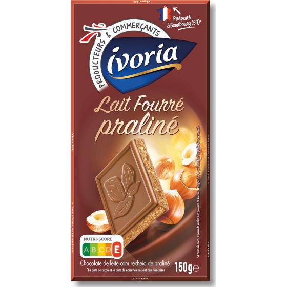 TABLETTE FOURREE CHOCOLAT AU LAIT PRALINE - 150G 150 G