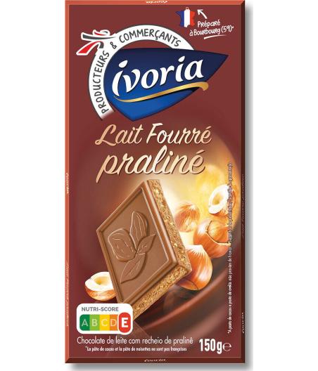 TABLETTE FOURREE CHOCOLAT AU LAIT PRALINE - 150G 150 G