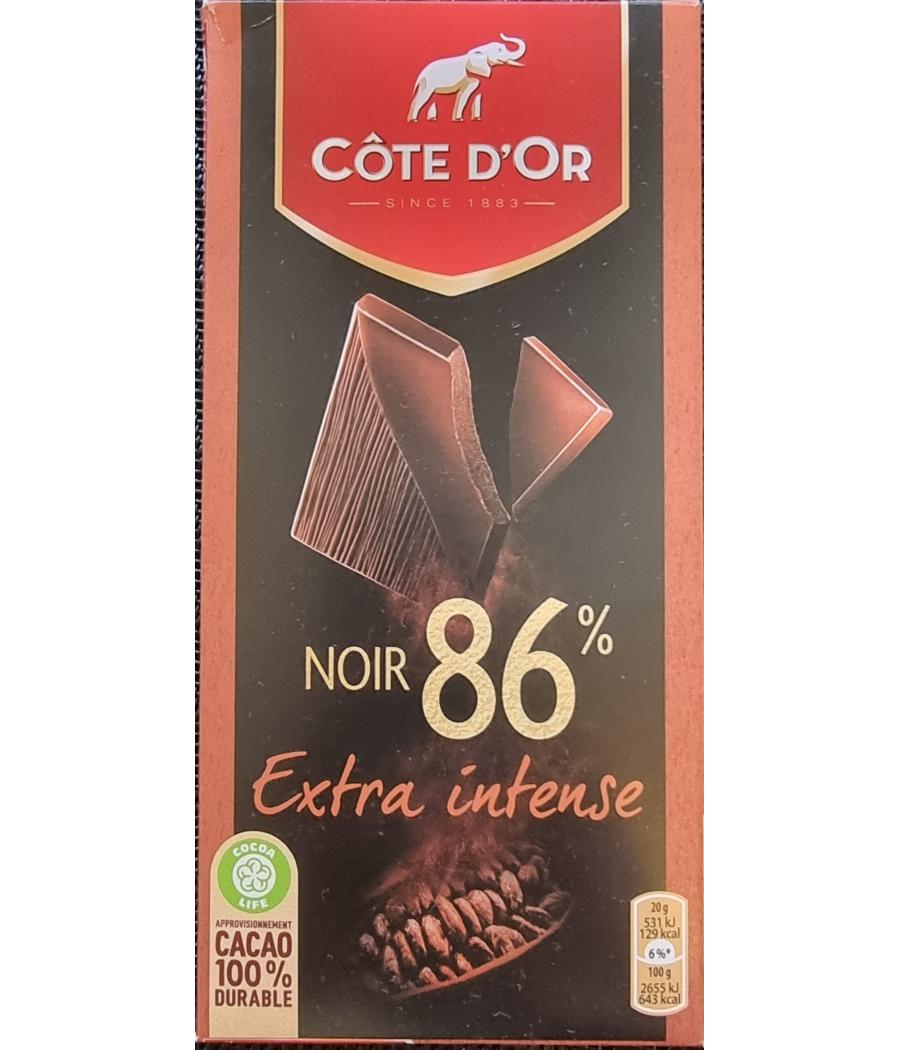 TABLETTE DE CHOCOLAT NOIR 86% EXTRA INTENSE COTE D'OR 100G TABLETTE DE CHOCOLAT NOIR 86% EXTRA INTENSE COTE D'OR 100G