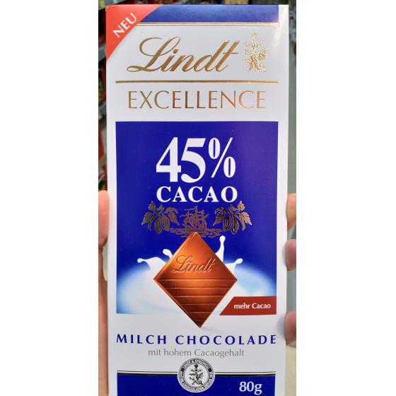 CHOCOLAT AU LAIT 45% CACAO 80 G