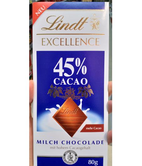 CHOCOLAT AU LAIT 45% CACAO 80 G