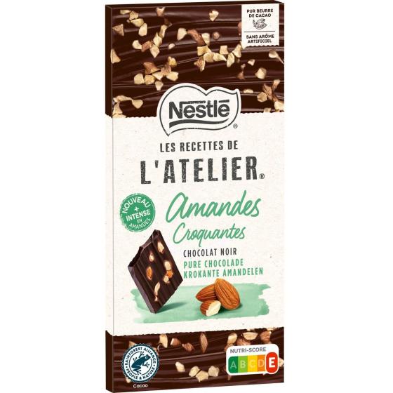 NESTLE L\'ATELIER TABLETTE CHOCOLAT NOIR AMANDES CROQUANTES - 100G 100 G