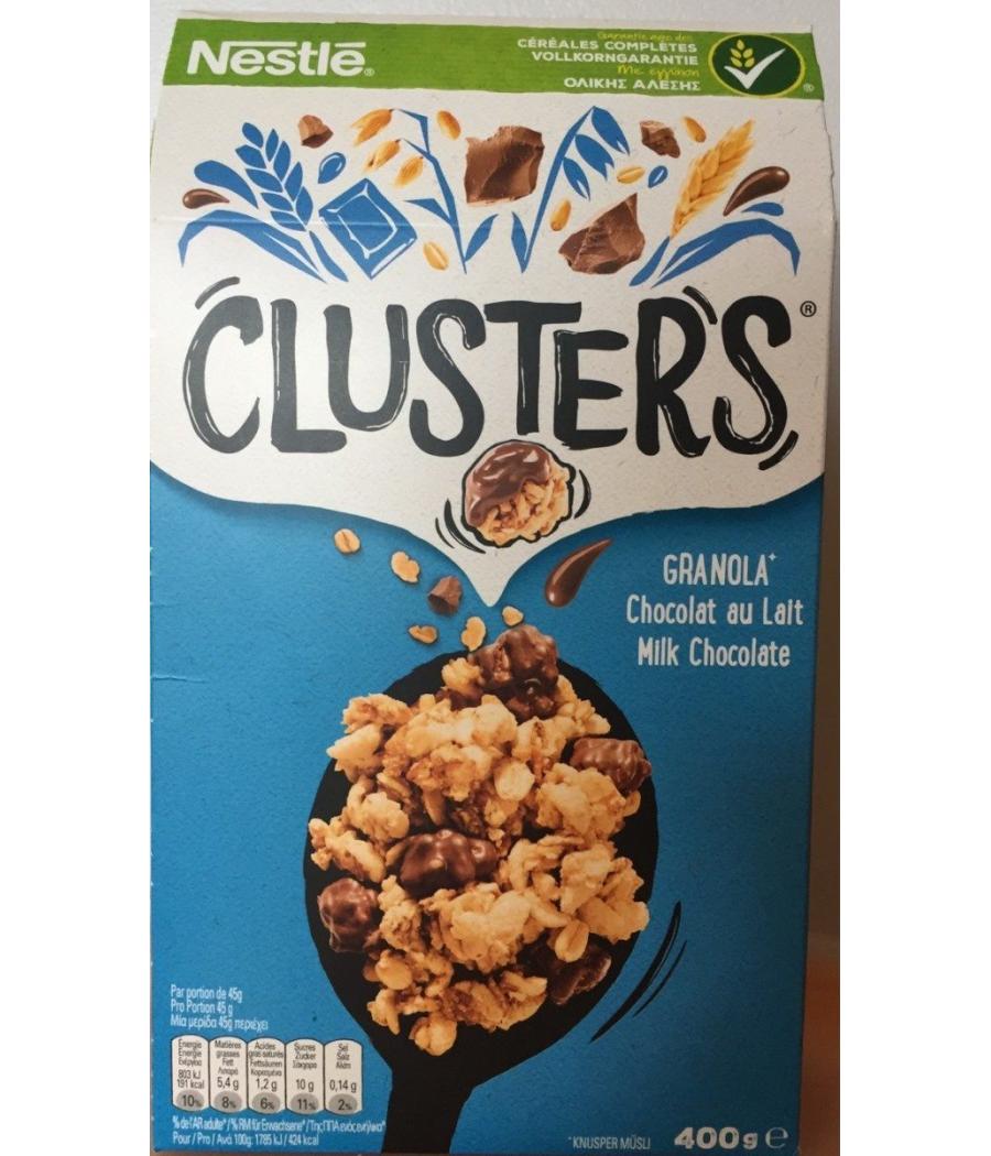 CLUSTERS CHOCOLAT AU LAIT 400 G E CLUSTERS CHOCOLAT AU LAIT 400 G E