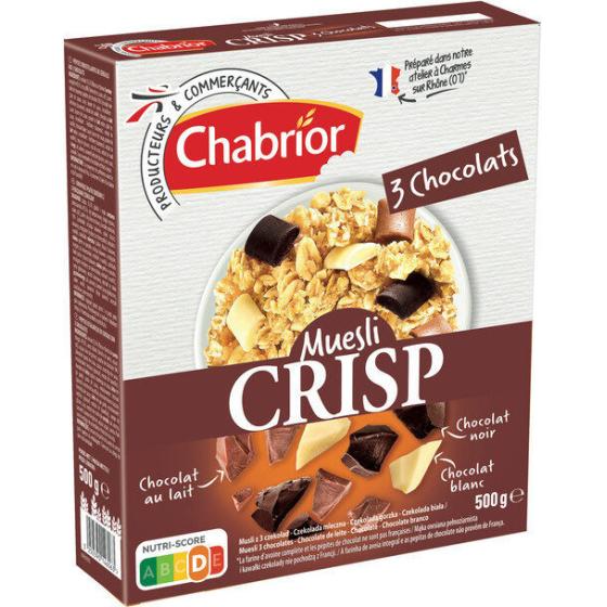 CEREALES MUESLI CRISP 3 CHOCOLATS 500 G
