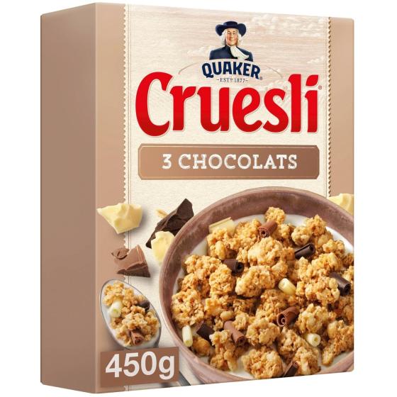 QUAKER CRUESLI 3 CHOCOLATS 450 G