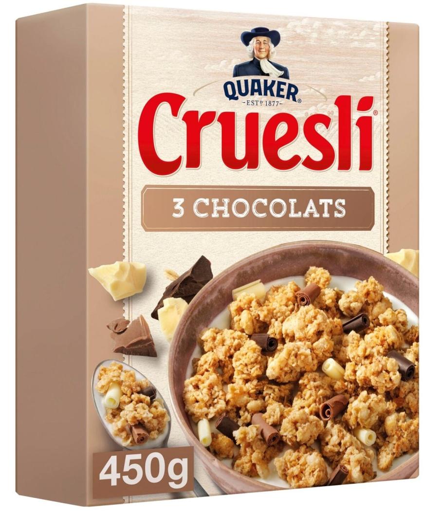 QUAKER CRUESLI 3 CHOCOLATS 450 G QUAKER CRUESLI 3 CHOCOLATS 450 G