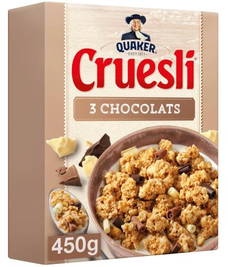 QUAKER CRUESLI 3 CHOCOLATS 450 G