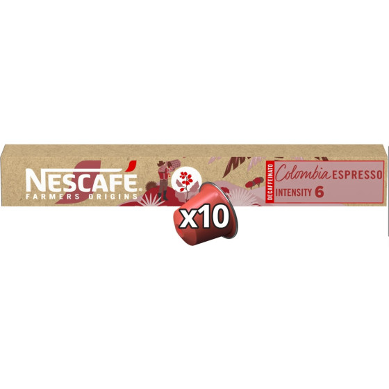 CAFE COLOMBIA DECAFEINE 10 CAPSULES NESCAFE FARMERS ORIGINS 53G