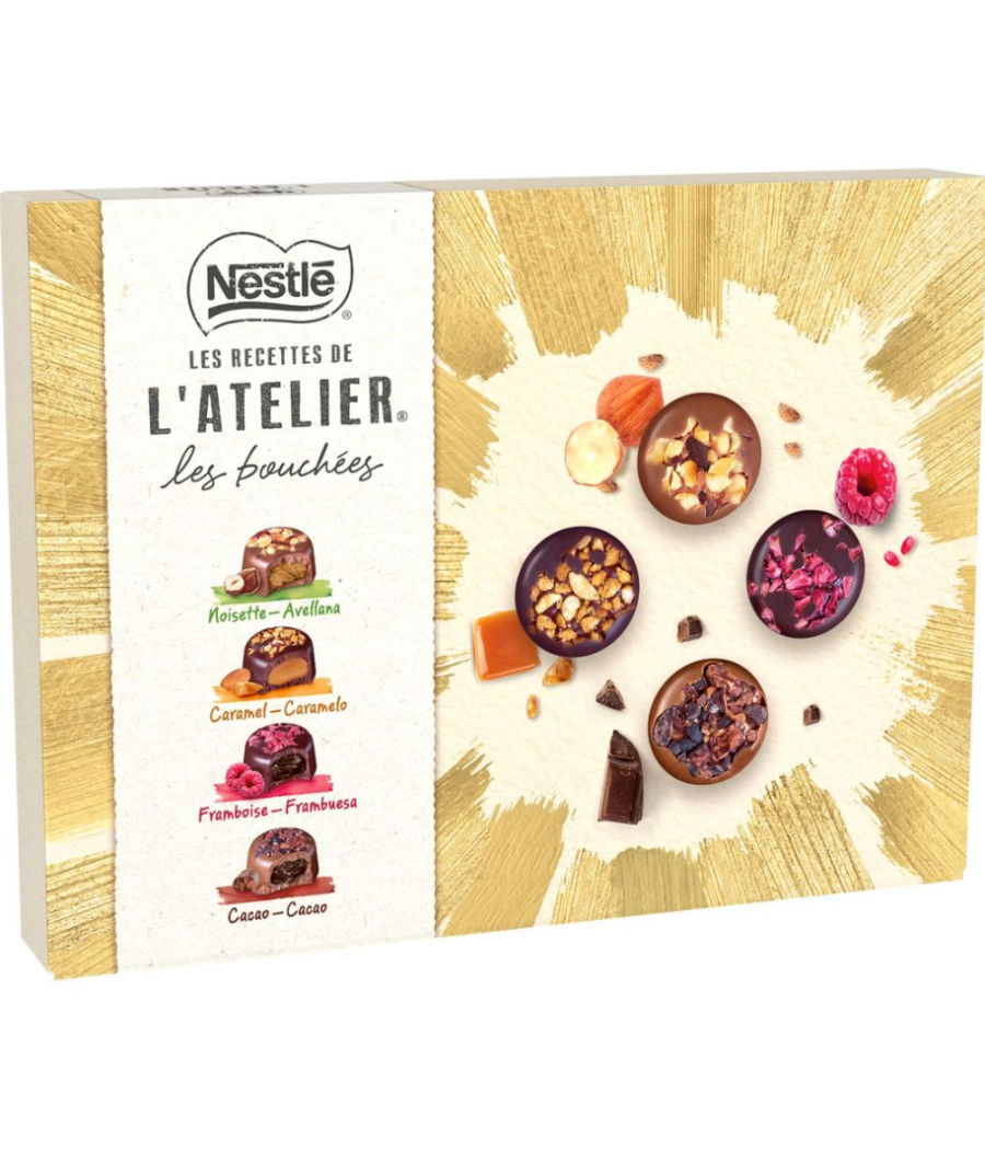 L’ATELIER LES BOUCHEES NOISETTE FRAMBOISE CARAMEL CACAO NESTLE 186G L’ATELIER LES BOUCHEES NOISETTE FRAMBOISE CARAMEL CACAO NESTLE 186G
