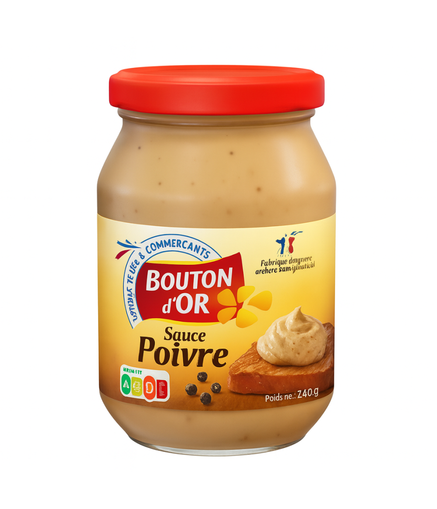 SAUCE POIVRE ET A L'ARMAGNAC  BOUTON D'OR 235G SAUCE POIVRE ET A L'ARMAGNAC  BOUTON D'OR 235G
