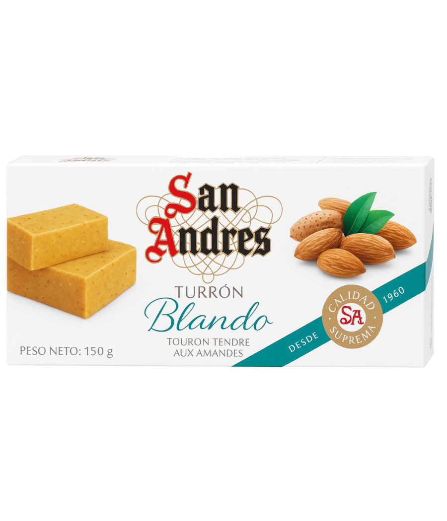 CONFISERIE SAN ANDRES TURRON TENDRE AUX AMANDES 150G CONFISERIE SAN ANDRES TURRON TENDRE AUX AMANDES 150G