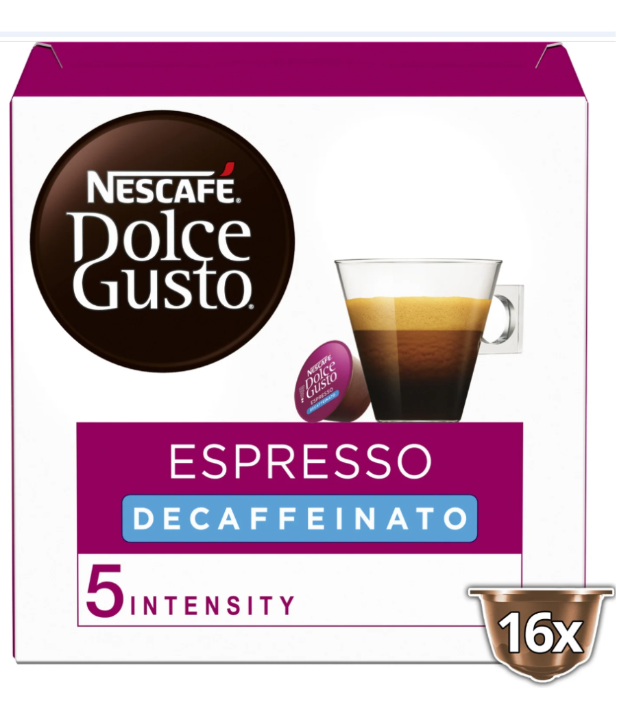 CAPSULES NESCAFE DOLCE GUSTO ESPRESSO DECAFEINE 16 CAPSULES 88G CAPSULES NESCAFE DOLCE GUSTO ESPRESSO DECAFEINE 16 CAPSULES 88G