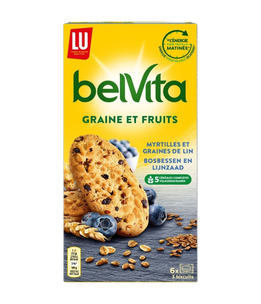 BISCUITS GRAINE ET FRUITS MYRTILLES GRAINES DE LIN BELVITA 270G BISCUITS GRAINE ET FRUITS MYRTILLES GRAINES DE LIN BELVITA 270G