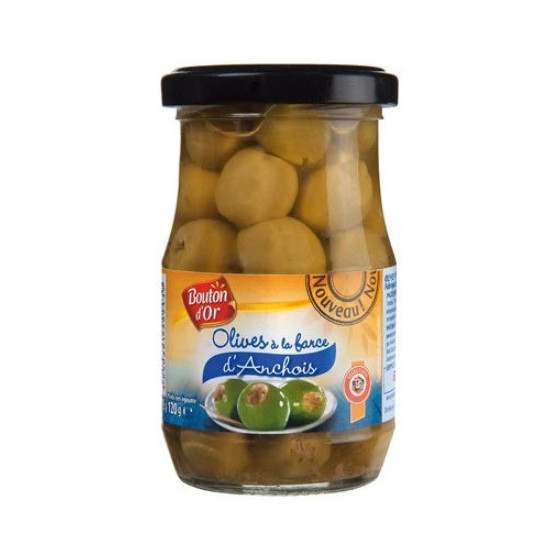 OLIVES A LA FARCE D'ANCHOIS BOUTON D'OR 120G