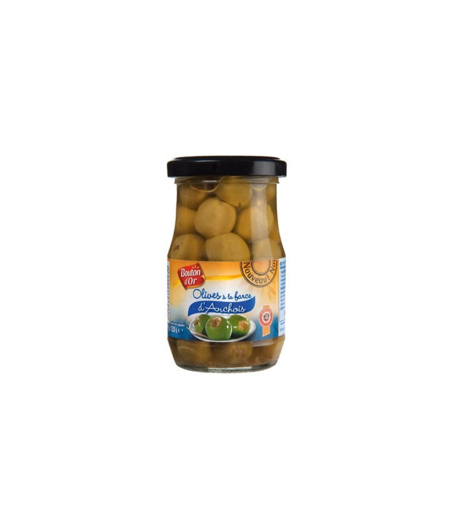 OLIVES A LA FARCE D'ANCHOIS BOUTON D'OR 120G OLIVES A LA FARCE D'ANCHOIS BOUTON D'OR 120G