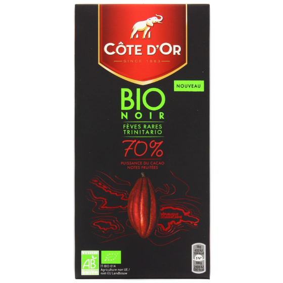 CHOCOLAT COTE D'OR NOIR BIO 70% 90G