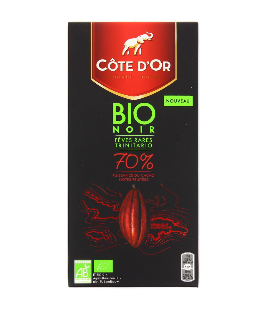 CHOCOLAT COTE D'OR NOIR BIO 70% 90G CHOCOLAT COTE D'OR NOIR BIO 70% 90G
