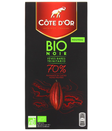CHOCOLAT COTE D'OR NOIR BIO 70% 90G