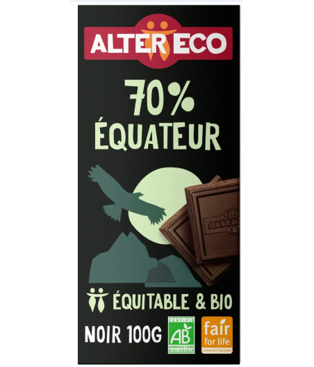 CHOCOLAT ALTER ECO 70% EQUATEUR 100G