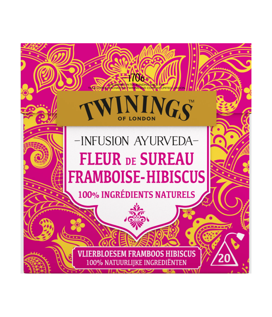INFUSION AYURVEDA FLEUR DE SUREAU FRAMBOISE HIBISCUS 20G INFUSION AYURVEDA FLEUR DE SUREAU FRAMBOISE HIBISCUS 20G