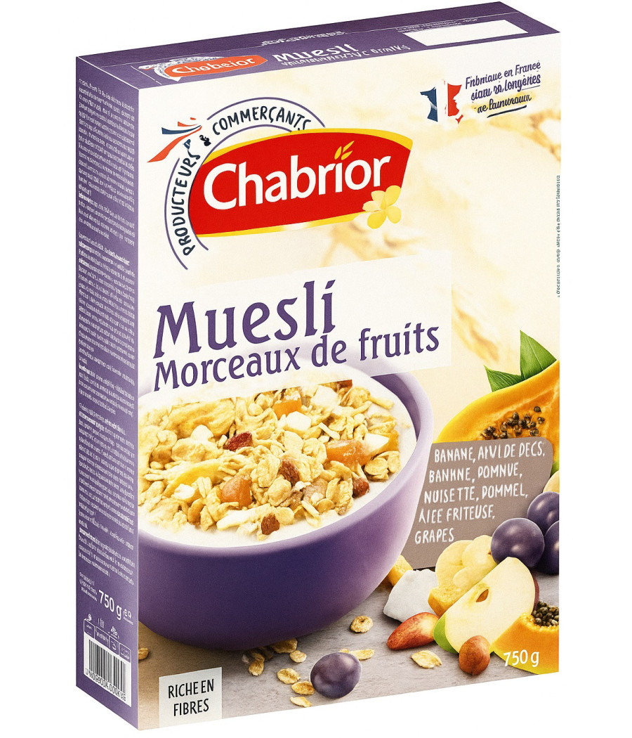 MUESLI FLOCONNEUX MORCEAUX DE FRUITS 750G MUESLI FLOCONNEUX MORCEAUX DE FRUITS 750G
