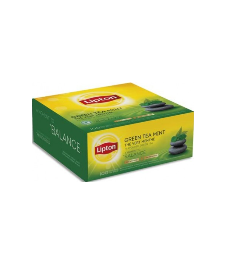 LIPTON THE VERT MENTHE 100 SACHETS FRAICHEUR 160G LIPTON THE VERT MENTHE 100 SACHETS FRAICHEUR 160G