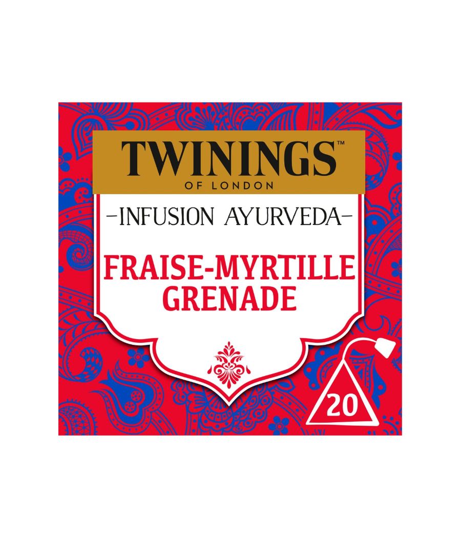 INFUSION AYURVEDA FRAISE MYRTILLE GRENADE 32G 20 SACHETS INFUSION AYURVEDA FRAISE MYRTILLE GRENADE 32G 20 SACHETS
