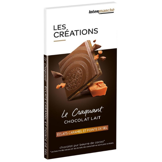 TABLETTE DEGUSTATION CHOCOLAT AU LAIT AUX ECLATS DE CARAMEL ET A LA POINTE DE SEL - 100G 100 G
