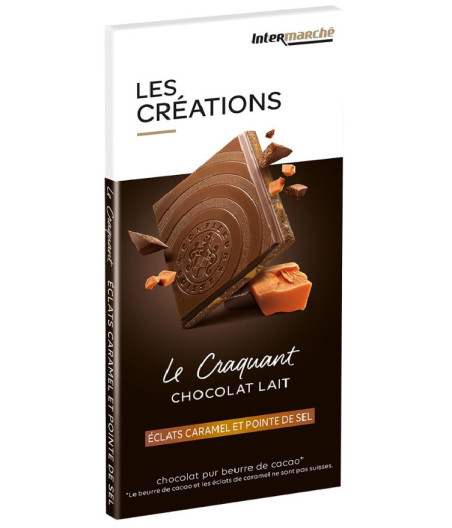 TABLETTE DEGUSTATION CHOCOLAT AU LAIT AUX ECLATS DE CARAMEL ET A LA POINTE DE SEL - 100G 100 G
