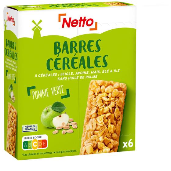 BARRES CEREALIERES A LA POMME X6 -  NETTO 125G