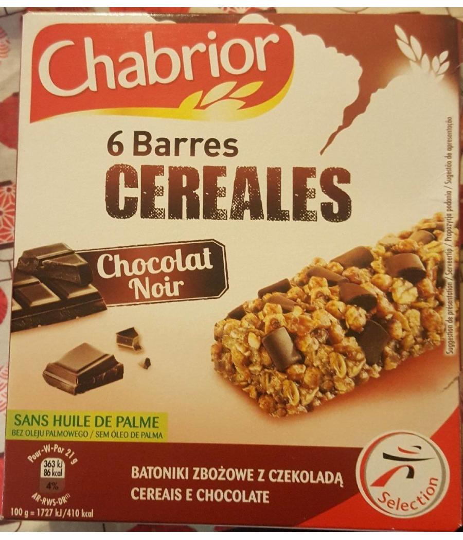 BARRES CEREALES CHOCOLAT NOIR X6 125 G BARRES CEREALES CHOCOLAT NOIR X6 125 G