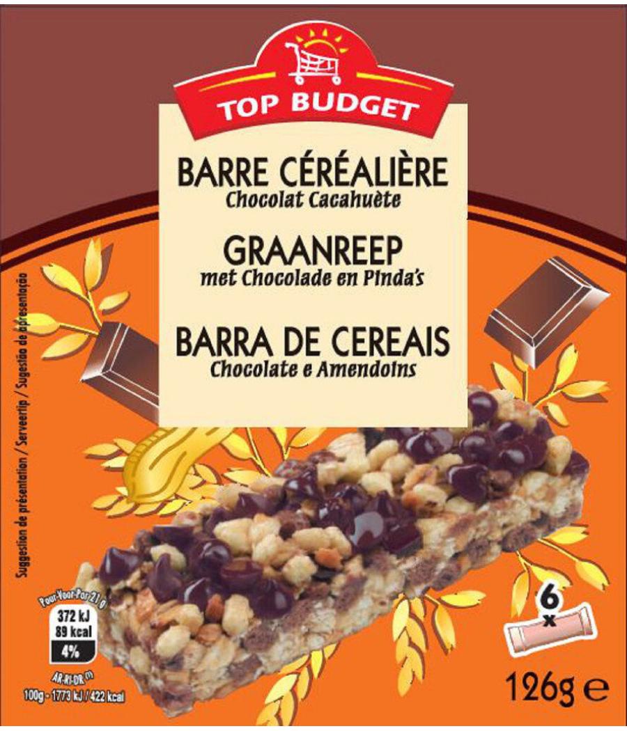 BARRES DE CEREALES CHOCOLAT CACAHUETES 125 G BARRES DE CEREALES CHOCOLAT CACAHUETES 125 G