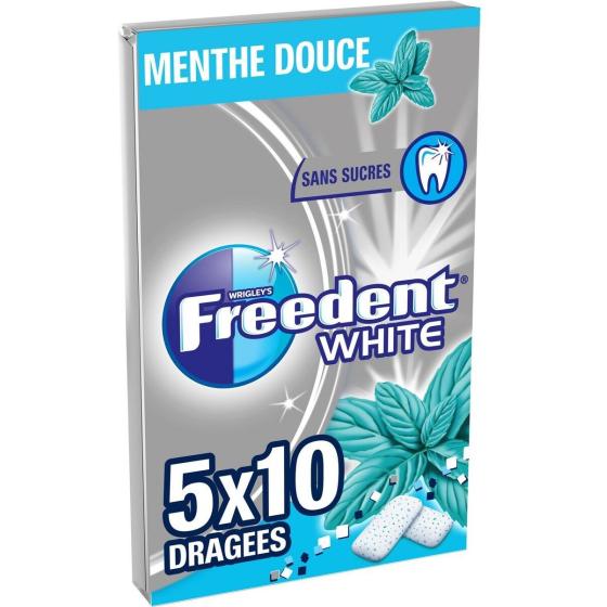 CHEWING-GUM FREEDENT WHITE MENTHE DOUCE 70G  (5X10 DRAGEES)