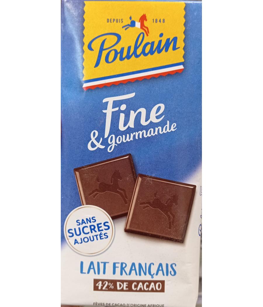 TABLETTE DE CHOCOLAT FINE ET GOURMANDE LAIT FRANCAIS SANS SUCRES  AJOUTES POULAIN 100G TABLETTE DE CHOCOLAT FINE ET GOURMANDE LAIT FRANCAIS SANS SUCRES  AJOUTES POULAIN 100G