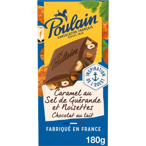 TABLETTE DE CHOCOLAT AU LAIT CARAMEL AU SEL DE GUERANDE ET NOISETTES POULAIN 180G