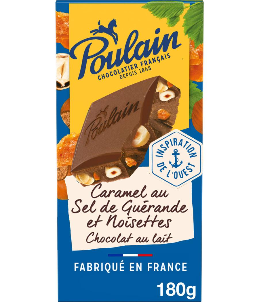 TABLETTE DE CHOCOLAT AU LAIT CARAMEL AU SEL DE GUERANDE ET NOISETTES POULAIN 180G TABLETTE DE CHOCOLAT AU LAIT CARAMEL AU SEL DE GUERANDE ET NOISETTES POULAIN 180G
