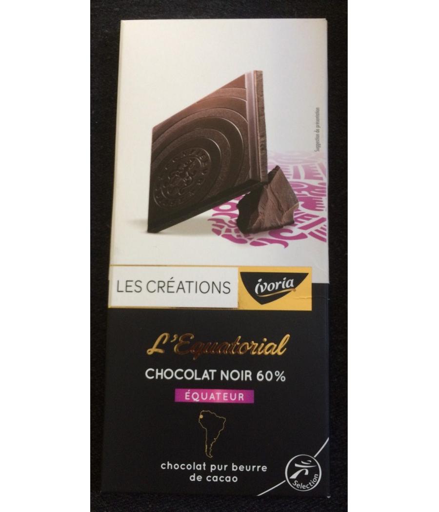 TABLETTE DE CHOCOLAT L'EQUATORIAL CHOCOLAT NOIR 60% IVORIA 80G TABLETTE DE CHOCOLAT L'EQUATORIAL CHOCOLAT NOIR 60% IVORIA 80G
