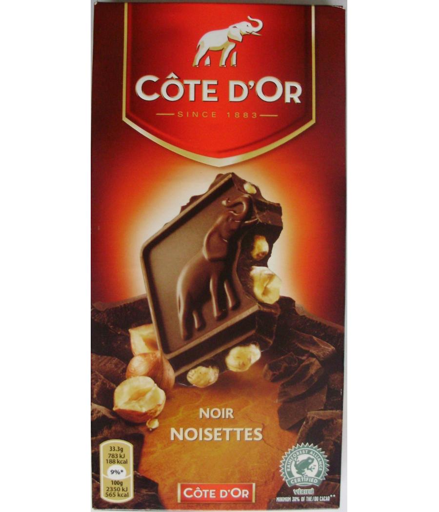 TABLETTE DE CHOCOILAT NOIR NOISETTES COTE D'OR 200G TABLETTE DE CHOCOILAT NOIR NOISETTES COTE D'OR 200G