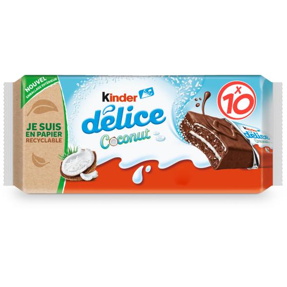 GATEAU KINDER DELICE COCONUT FOURRE NOIX DE COCO - 10X37G 370 G