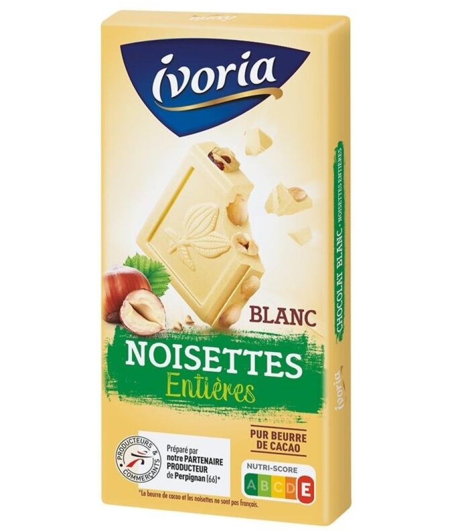 TABLETTE BLOC CHOCOLAT BLANC AUX NOISETTES ENTIERES - 200G 200 G TABLETTE BLOC CHOCOLAT BLANC AUX NOISETTES ENTIERES - 200G 200 G