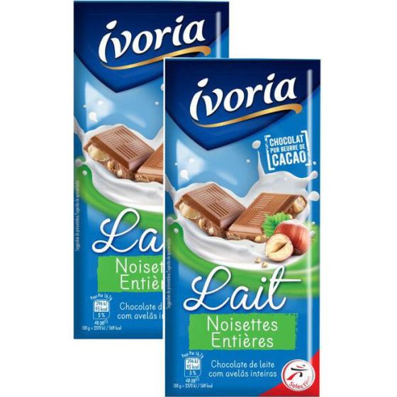 CHOCOLAT LAIT NOISETTES ENTIERES 200 G (2 * 100 G)