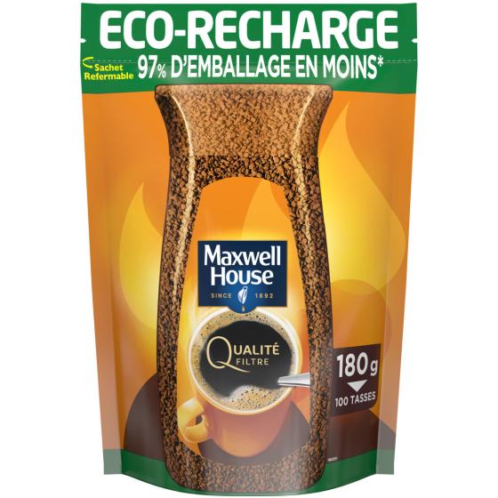 CAFE QUALITE FILTRE SOLUBLE MAXWELL HOUSE 180 G